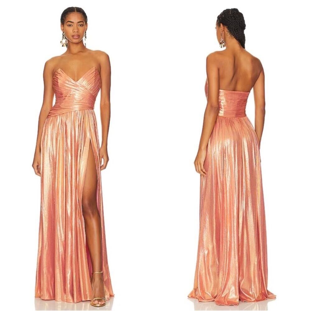 Retrofete Metallic Apricot Waldorf Strapless Maxi Gown - Picture 2 of 12